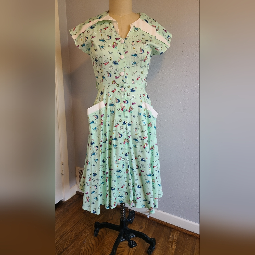 Vintage style sailor print dress